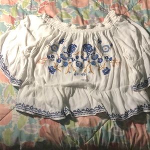 Embroidered flower blouse